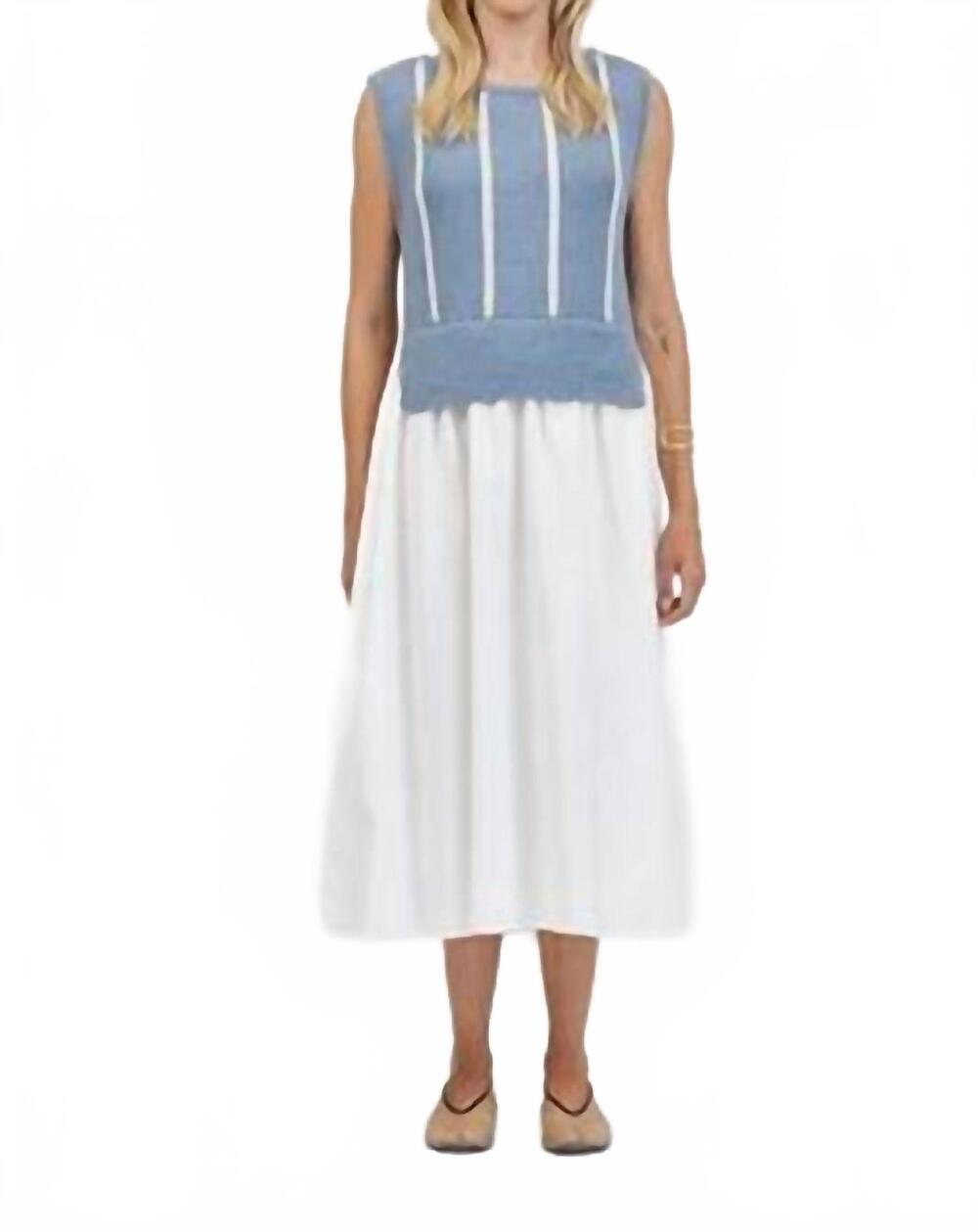 NEW A.REN paige sweater twofer dress in blue/white